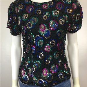 Vintage Multi Colored Sequin & Beaded Top